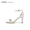 westory2020春夏新款一字扣高跟凉鞋女粗跟金属链条W29BG60151 商品缩略图2