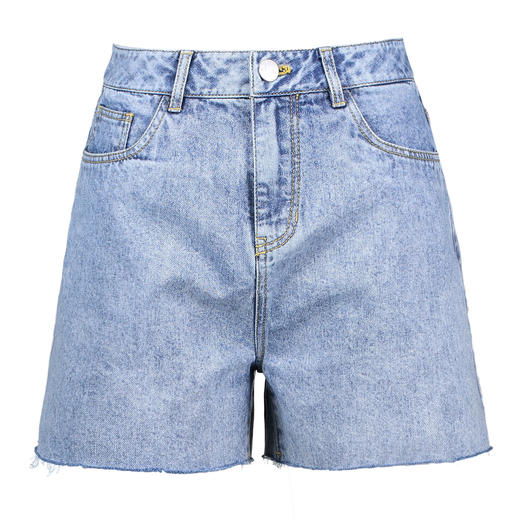 逸阳女裤牛仔短裤女2020夏季新款时尚简约毛边薄款阔腿A字三分裤2397 商品图4