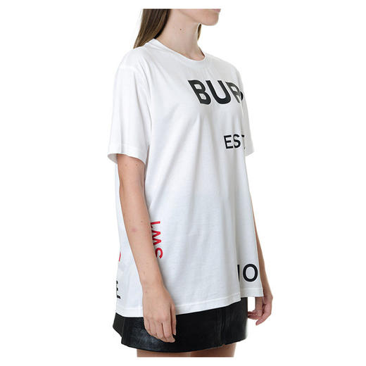 【一】BURBERRY 巴宝莉 女士 Horseferry 印花棉质宽松圆领短袖T恤 白色 8017103 A1464 商品图3