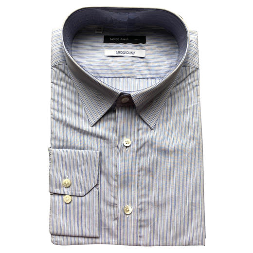 Marco Azzali 灰底蓝细条进口面料长袖衬衫 C3321600 商品图0