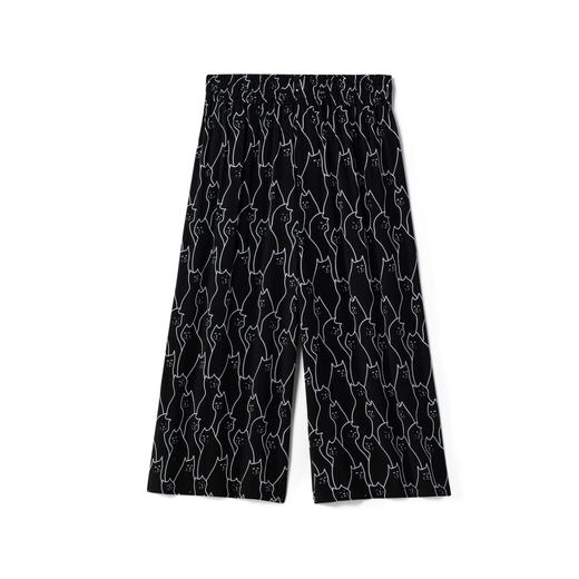 班尼路阔腿裤女高腰垂感潮流印花宽松舒适休闲七分裤 商品图3