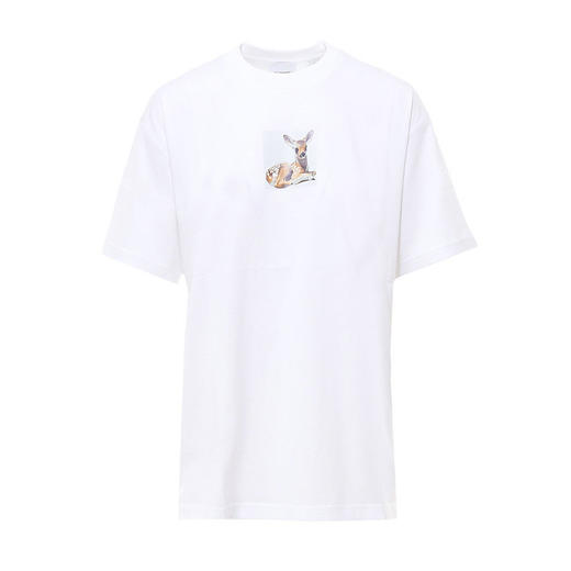 BURBERRY 巴宝莉 女士棉质小鹿印花宽松圆领短袖T恤 白色 8024653 A1464 商品图0