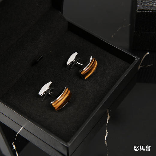 长形虎石袖扣 商品图4