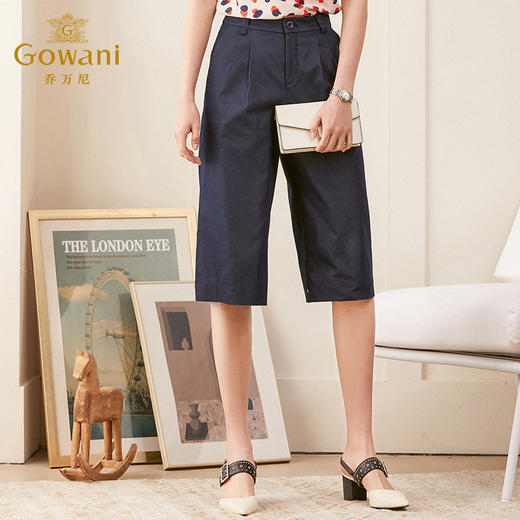 乔万尼春夏新款阔腿裤高腰直筒显瘦百搭休闲宽松七分裤女ES2F161 商品图2