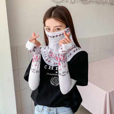 （五一出游必备——护颈防晒口罩+冰袖）女神泫雅风冰丝小雏菊系列一体防晒WY 商品图11