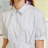 欧芮儿夏装新款女装细条纹短袖衬衫上衣 商品缩略图4