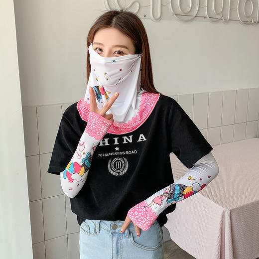 （五一出游必备——护颈防晒口罩+冰袖）女神泫雅风冰丝小雏菊系列一体防晒WY 商品图5