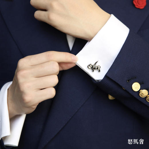 古银色斗牛犬袖扣 商品图5