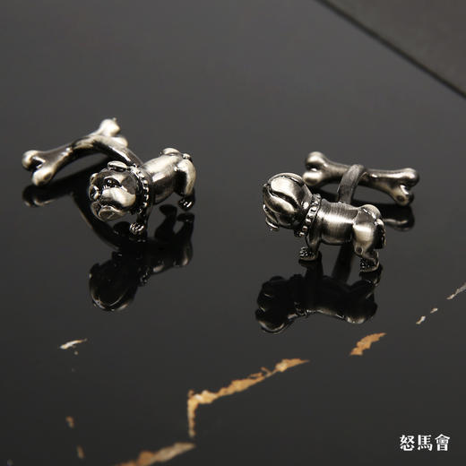 古银色斗牛犬袖扣 商品图0