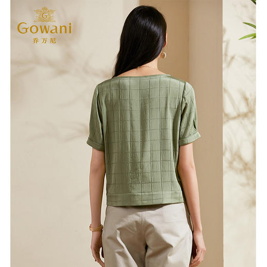乔万尼桑蚕丝衬衫洋气女夏装新款宽松百搭短袖上衣气质设计感ES2C182 商品图3