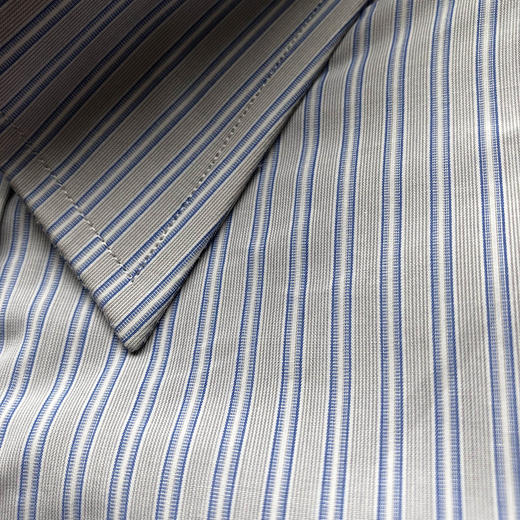 Marco Azzali 灰底蓝细条进口面料长袖衬衫 C3321600 商品图1