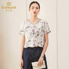 乔万尼真丝短袖上衣女设计感衬衫时尚气质v领印花桑蚕丝衬衣夏ES2C135 商品缩略图2