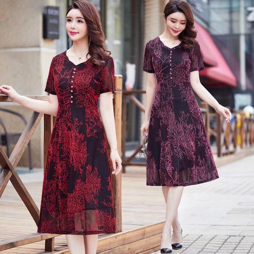 MQ-A215夏季新款阔太太气质高贵长款洋气连衣裙YY 商品图0