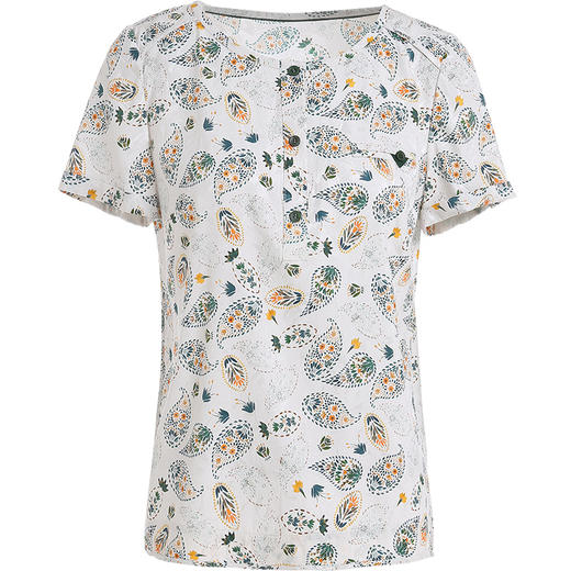 乔万尼桑蚕丝上衣女夏新款印花圆领短袖真丝衬衫宽松显瘦洋气衬衣ES2C133 商品图4