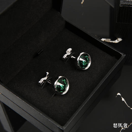 宝石绿施华洛世奇水晶袖扣 商品图4