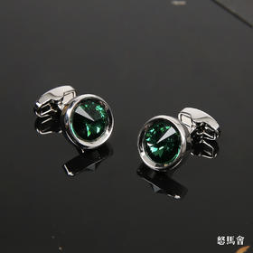 宝石绿施华洛世奇水晶袖扣
