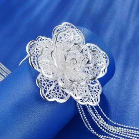 子佩集S990银牡丹套链项链【MDXL003】花丝2004204