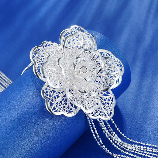 子佩集S990银牡丹套链项链【MDXL003】花丝2004204 商品图0