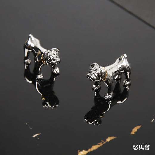 镀白金斗牛犬袖扣 商品图1