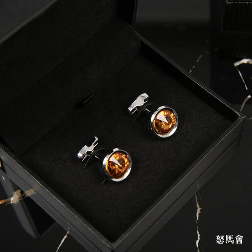 琥珀色施华洛世奇水晶袖扣 商品图4