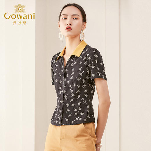 乔万尼桑蚕丝衬衫新款夏短袖真丝上衣设计感时尚气质ES2C170 商品图1