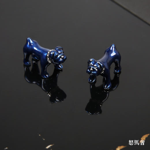 蓝釉斗牛犬袖扣 商品图1