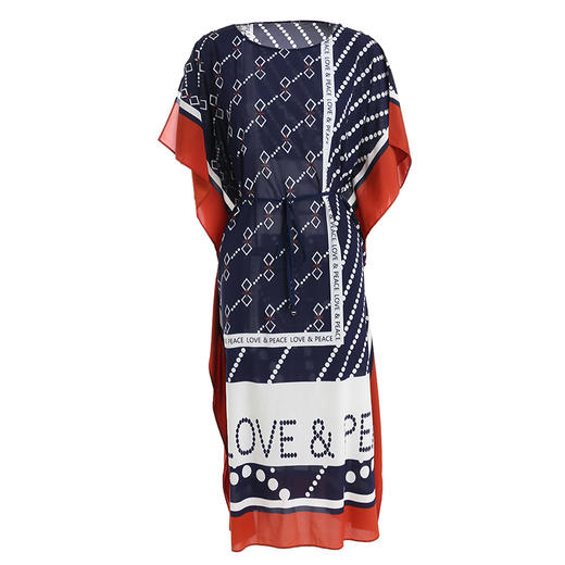 乔万尼新款夏季真丝桑蚕丝连衣裙女时尚气质宽松印花长裙过膝ES2E173 商品图4