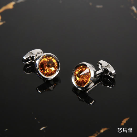 琥珀色施华洛世奇水晶袖扣 商品图0