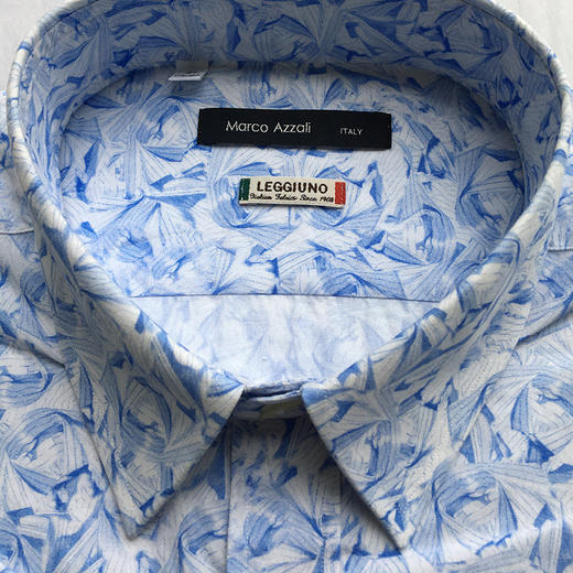 Marco Azzali 蓝色印花LEGGIUNO短袖衬衫 C3209600 商品图1