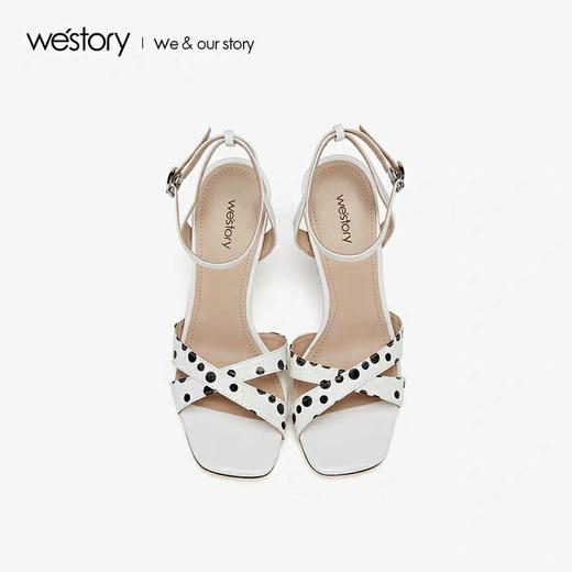 westory波点一字扣凉鞋女2020春夏新款甜美高跟简约W29BG60161 商品图1