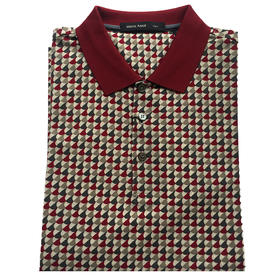 Marco Azzali 暗红几何提花POLO衫 T3413900