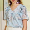 欧芮儿夏装新款雪纺衫蕾丝拼接上衣9XSA20665 商品缩略图3
