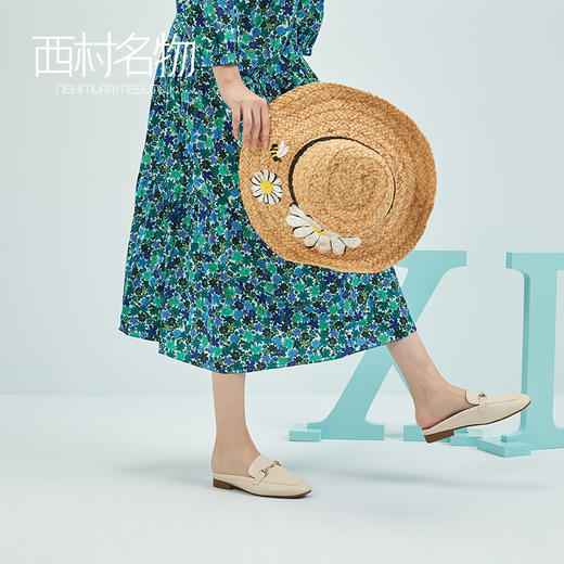 西村名物女鞋2020春夏新款舒适平底低平跟一脚蹬女拖鞋X20AH16391 商品图1