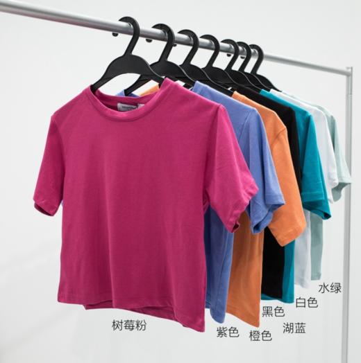 。2020SS短袖t恤女新款简约短款半袖T恤纯色百搭韩版t恤 商品图1