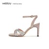 westory2020春夏新款一字扣亮片高跟鞋女粗跟格利特W29BG60131 商品缩略图2
