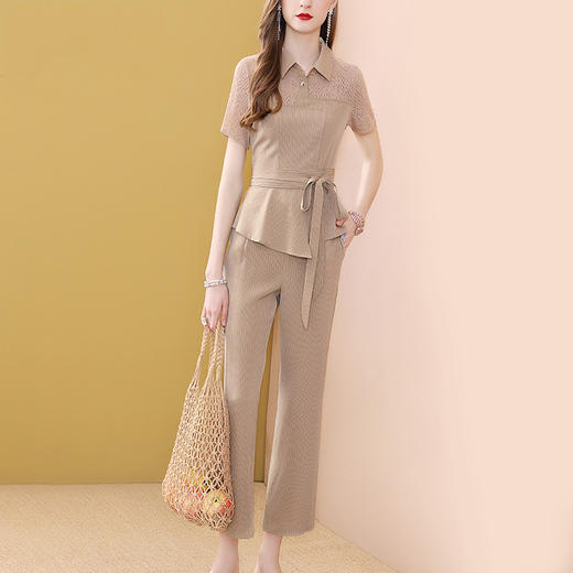 SX-P20X52137新款时尚通勤卡其色减龄显瘦两件套 商品图2