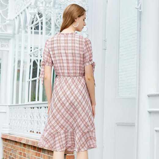 欧芮儿新款夏装格子雪纺连衣裙9XLB21032 商品图2