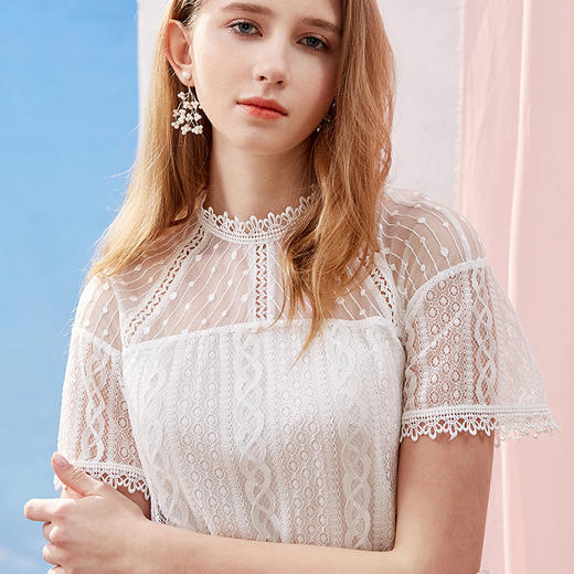 OLrain法式蕾丝连衣裙女夏季2022收腰气质仙女裙 商品图3