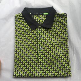 Marco Azzali 绿色几何提花POLO衫 T3413700