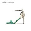 westory2020新款高跟凉鞋女细跟甜美复古风蛇皮纹单鞋W29BG60071 商品缩略图2