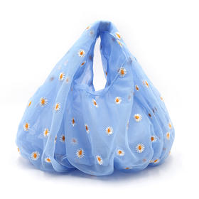 【积分换购】safiya索菲娅 网红系列小雏菊刺绣绢网单肩手提女包SF02210001