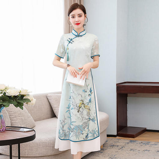 djfs6756中国风复古立领改良版奥戴旗袍裙