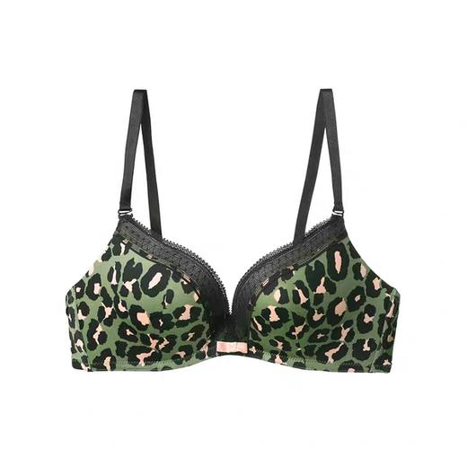 4f安莉芳集团厂庆芬狄诗豹纹光面内衣女无钢圈上托小胸包容聚拢文胸