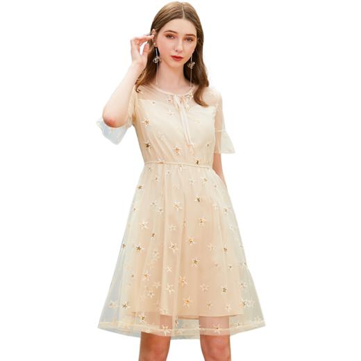 欧芮儿新款夏装刺绣绣花网纱连衣裙9XLB21236 商品图3