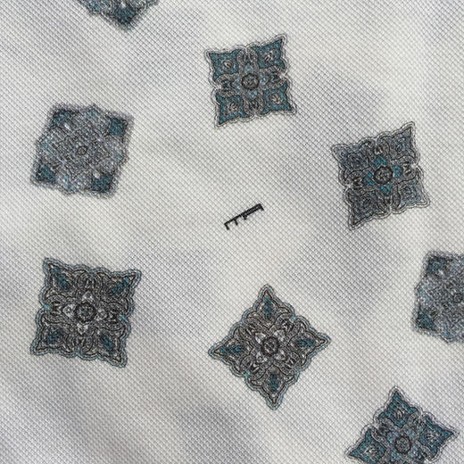 Marco Azzali 白底蓝绿领几何印花短袖POLO衫 T3201700 商品图2