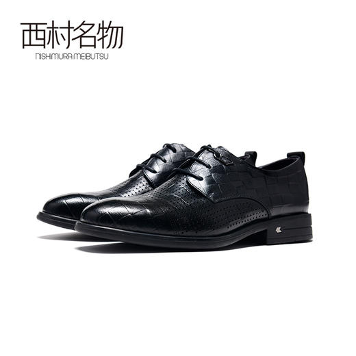 西村名物2020新男鞋英伦商务正装皮鞋镂空透气尖头男士皮鞋T10AV10671 商品图0