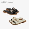 westory2019春夏新款金属饰物拖鞋女平底舒适水钻简约W29BJ60351 商品缩略图3