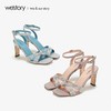 westory2020春夏新款一字扣亮片高跟鞋女粗跟格利特W29BG60131 商品缩略图3
