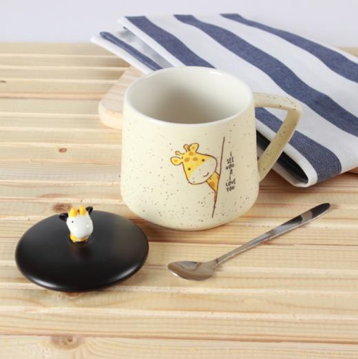 创意卡通陶瓷杯手绘可爱长颈鹿马克杯燕麦早餐咖啡杯情侣礼品水杯 商品图2