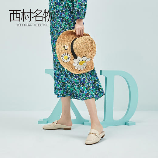 西村名物女鞋2020春夏新款舒适平底低平跟一脚蹬女拖鞋X20AH16391 商品图2